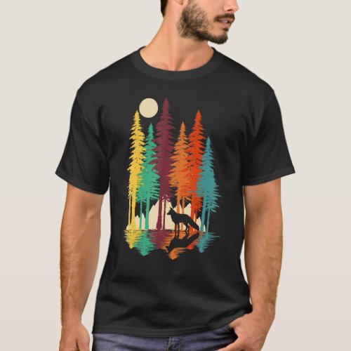 Forest Fox Vintage Pine Tree Forest Mountain Wild  T_Shirt