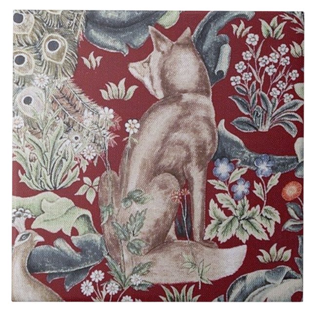 Forest Fox, William Morris Ceramic Tile (Front)
