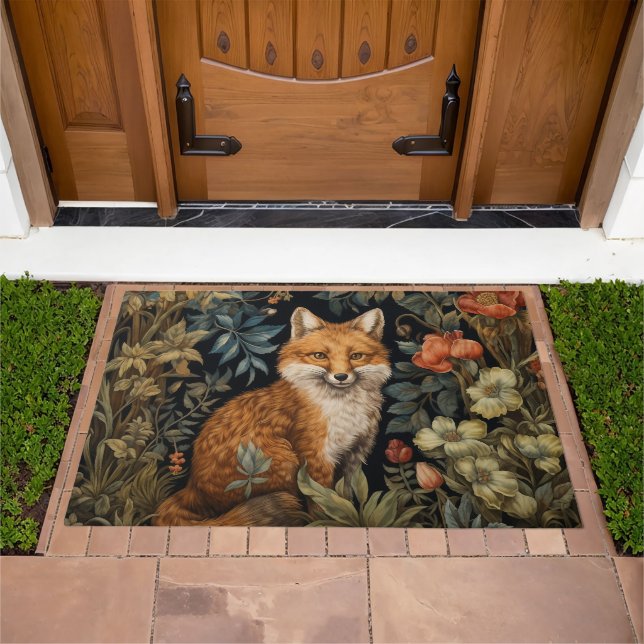 Forest Fox William Morris Cottagecore Botanical Doormat (Outdoor)