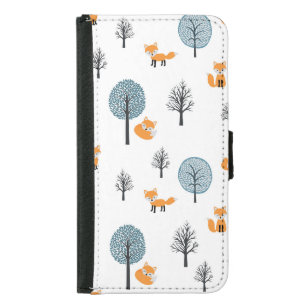 Forest Foxes: Vintage White Background Samsung Galaxy S5 Wallet Case