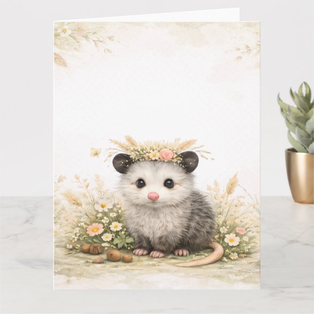 Forest friend woodland opossum  card (Small Plant)