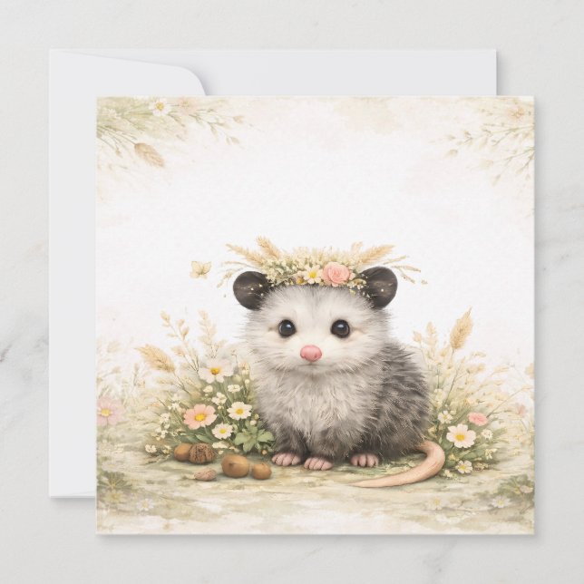 Forest friend woodland opossum  card (Front)
