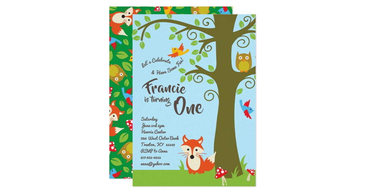 Forest Friends 1st Birthday Cute Invitations | Zazzle.com