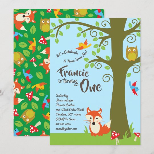 Forest Friends 1st Birthday Cute Invitations | Zazzle.com