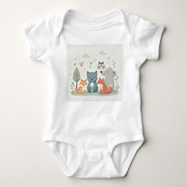 Forest Friends - Adorable Baby  Baby Bodysuit (Front)