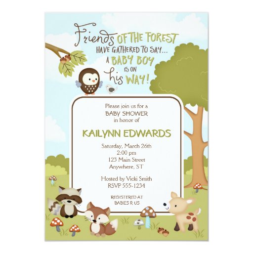 Forest Friends Baby Shower Invitations 3
