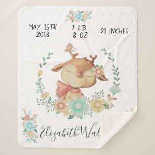 forest friends baby deer birth stats sherpa blanket
