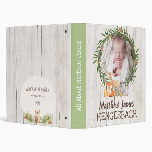 Forest Friends Baby Memory Book 3 Ring Binder