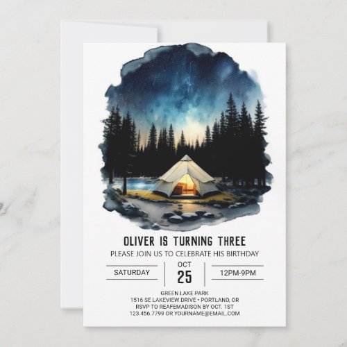 Forest Friends Camper Birthday Invitation