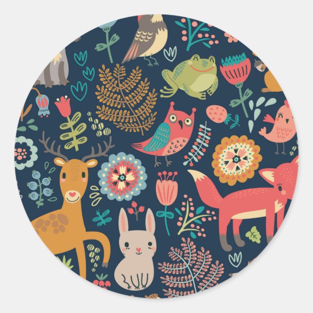 Forest Friends Classic Round Sticker (Front)