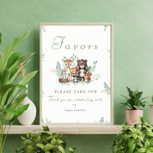 Forest Friends first birthday Favor sign