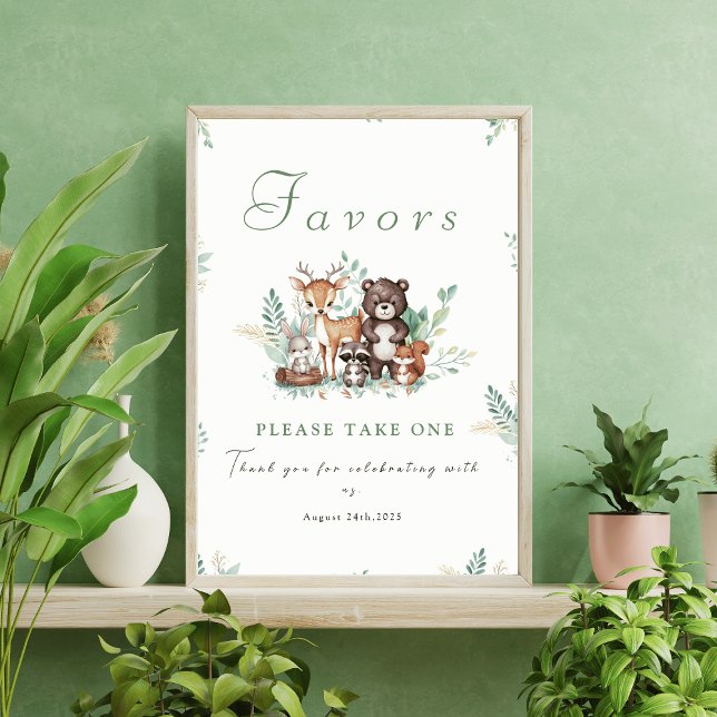 Forest Friends first birthday Favor sign (Creator Uploaded)