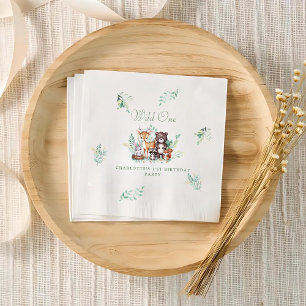 Forest Friends first birthday  Napkins