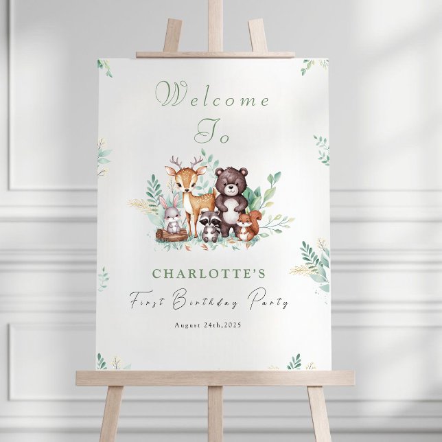 Forest Friends first birthday welcome sign (Creator Uploaded)