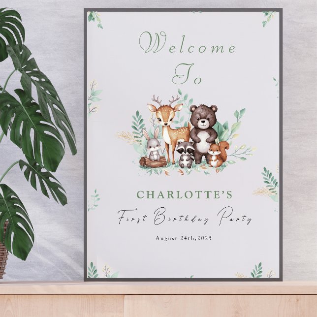 Forest Friends first birthday welcome sign (Creator Uploaded)