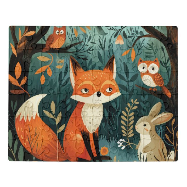 Forest Friends Folk Art Puzzle gift for kids (Puzzle Horizontal)