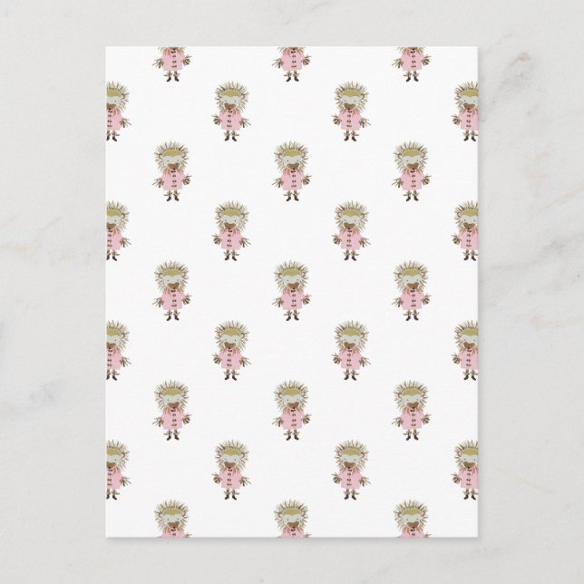 Forest Friends Hedgehog All Over Repeat Pattern Postcard (Front)