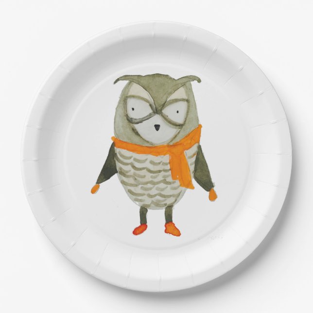Forest Friends Owl Paper Plates (Front)