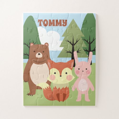 Forest Friends Personalized Fox Bear Bunny Puzzle