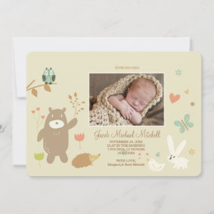 Forest Friends Photo Birth Announcement