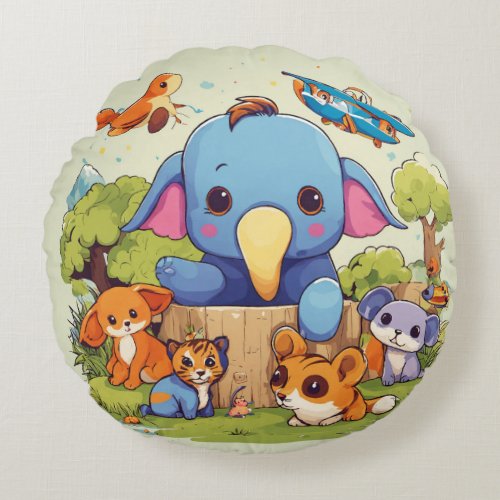 Forest Friends Pillows Cozy Comfort Wild Charm Round Pillow