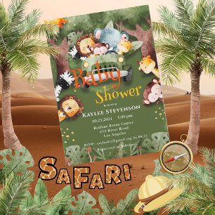Forest Friends Safari Animals Baby Shower Invitation