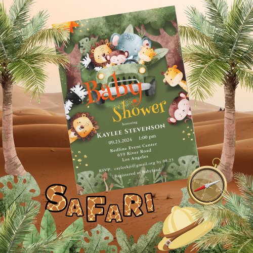 Forest Friends Safari Animals Baby Shower Invitation
