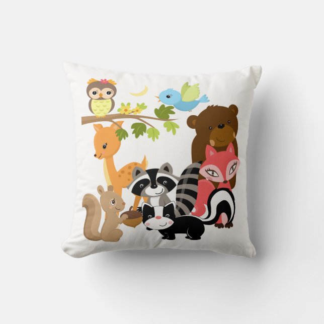 Forest Friends Throw Pillow (Front)