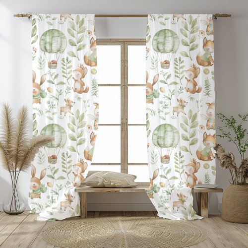  Forest Friends Watercolor Nursery  Sheer Curtains