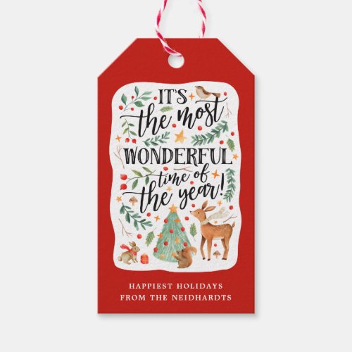 Forest Friends  White  Holiday Gift Tags