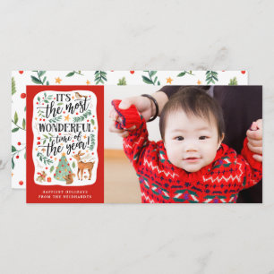 Forest Friends   White   Photo Holiday Card