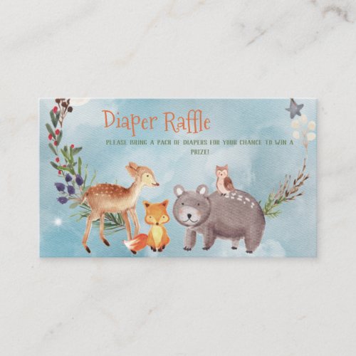 Forest Friends Winter Baby Shower Diaper Raffle Enclosure Card