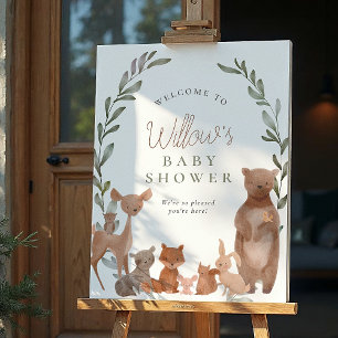 Forest Friends Woodland Baby Shower Welcome Sign