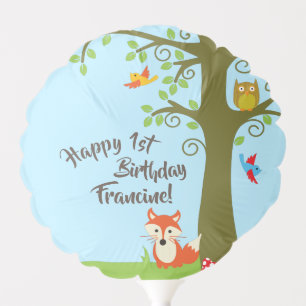 Forest Friends Woodland Cute 1st Birthday Party Balloon