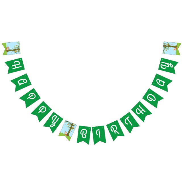 Forest Friends Woodland Cute 1st Birthday Party Bunting Flags (All)