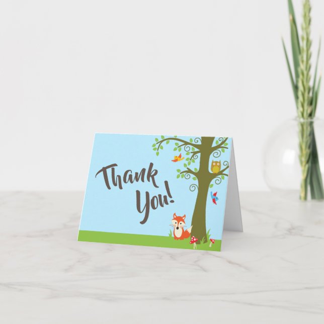 Forest Friends Woodland Cute 1st Birthday Party Card (Front)
