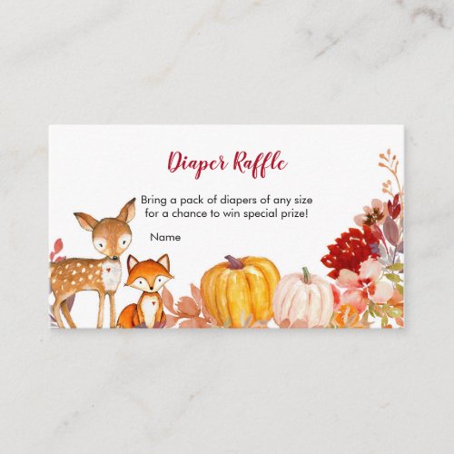 Forest Friends Woodland Diaper Raffle  Enclosure Card