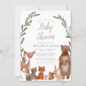 Forest Friends & Woodland Greenery Baby Shower Invitation (Front)