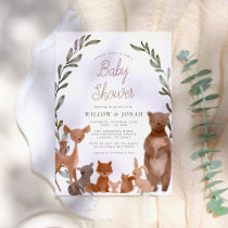 Forest Friends & Woodland Greenery Baby Shower Invitation