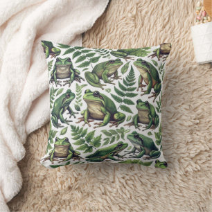 Forest Frogs Mug Throw Pillow