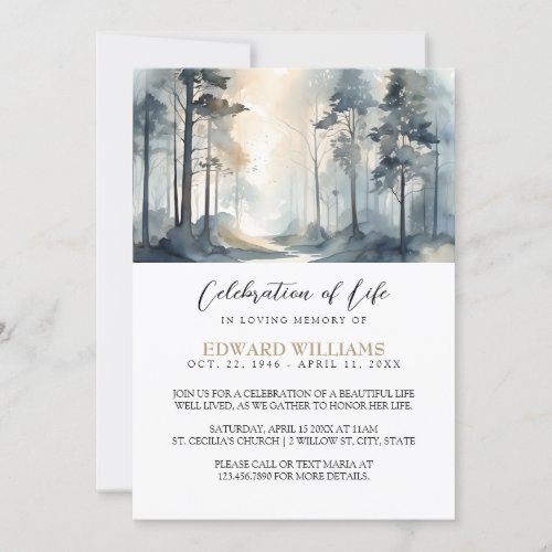 Forest Funeral Celebration of Life Photo Invitation