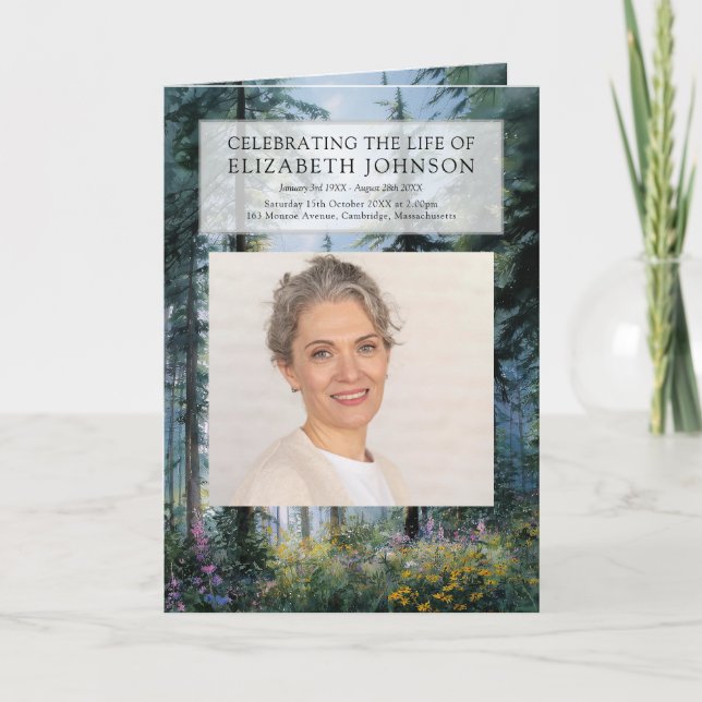 Forest Funeral Memorial Order Of Service Folded  Program (Front)