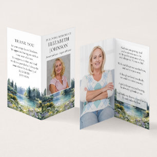 Forest Funeral Memorial Photo Prayer Poem Cards
