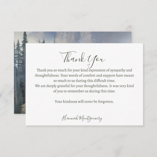 Forest Funeral Sympathy Thank You Card  