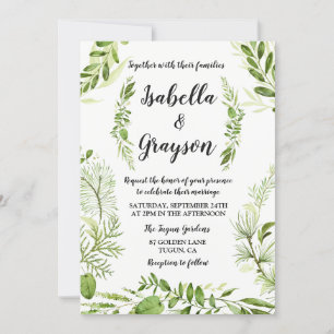 Forest Garden Wild Wreath Wedding Invitation