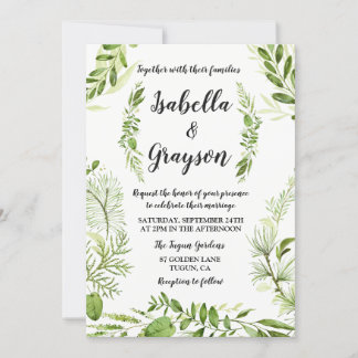 Forest Garden Wild Wreath Wedding Invitation