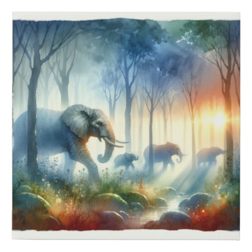 Forest Giants at Dawn 2 _ Watercolor Faux Canvas Print