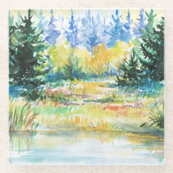 Forest Glass Coaster by watercoloring at Zazzle
