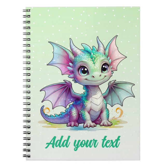 Forest Glow Dragon – Personalized Pastel Journal (Front)