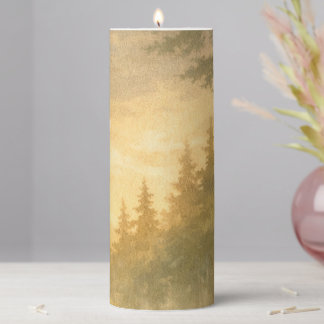 Forest Glow | Painterly Wrap‑Around Pillar Candle